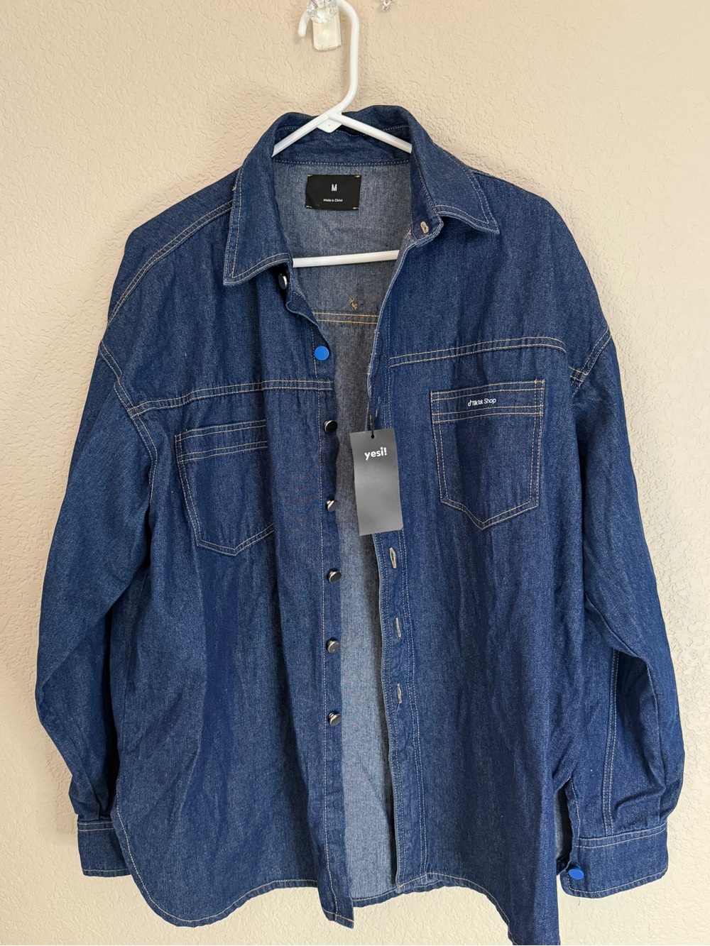 Tik Tok Shop Yesi Men's Dark Blue Denim Shirt Jacket New